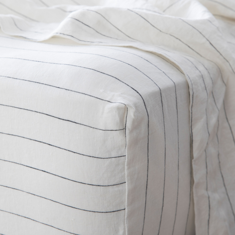 Pencil stripe fitted sheet detail from Monsoon Living Newcastle
