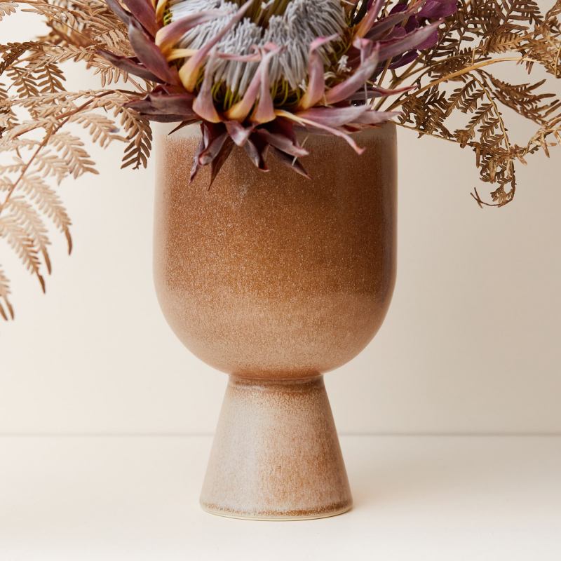 Ceramic vase and planter in a toffee glaze from Monsoon Living Newcastle