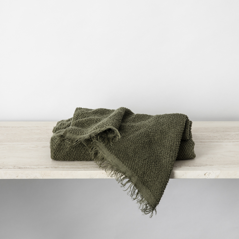 Forest green linen towels from Monsoon Living Newcastle