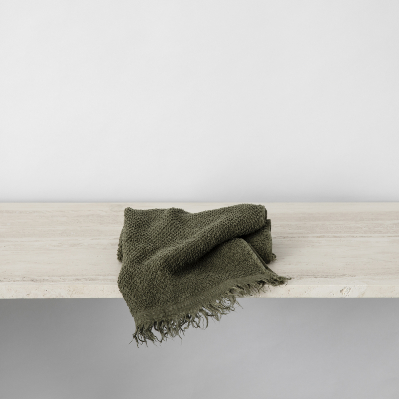 Forest green linen towels from Monsoon Living Newcastle